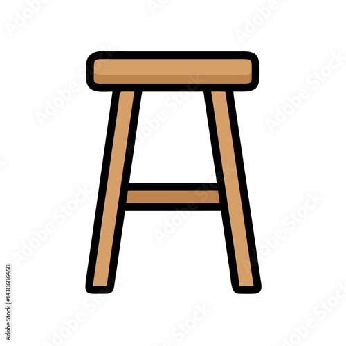 Simple wooden stool isolated on black background illustration