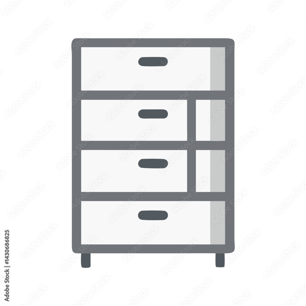 White and Grey Drawer Cabinet Illustration Icon Design White and Grey Drawer Cabinet Illustration Icon Design