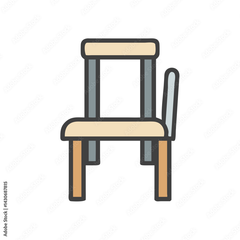Fototapeta premium Stylish Minimalist Cartoon Chair Illustration on Black Background