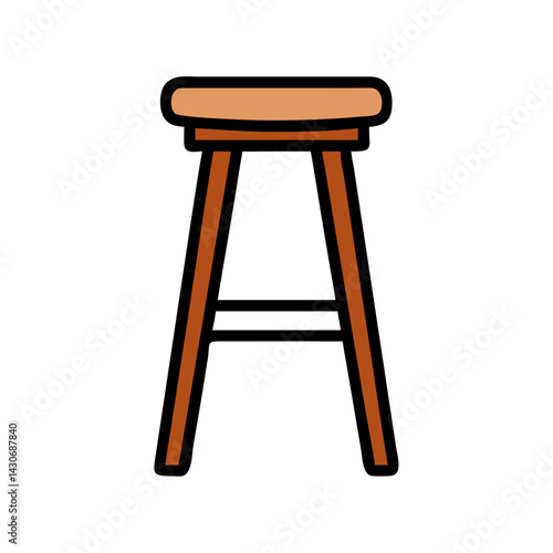 Minimalist wooden stool with brown legs and seat