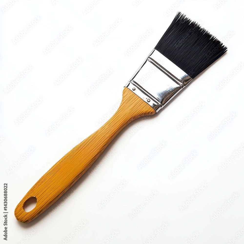 Close up of a paint brush on plain surface Close up of a paint brush on plain surface
