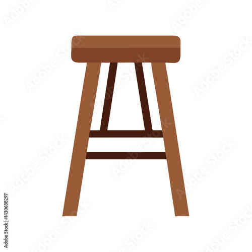 Brown wooden stool on black background, furniture design