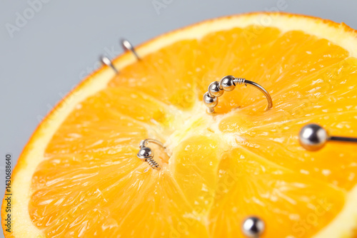 Half of orange fruit with p...