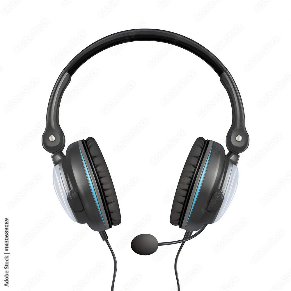 Headset audio device on transparent background Headset audio device on transparent background
