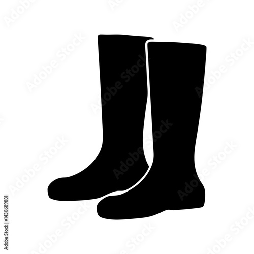 Pair of kneehigh boots in black silhouette transparent . over a for fashion design