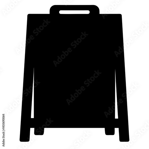Monochrome illustration of a sandwich board with handle, transparent . commonly seen in restaurants and stores for advertising