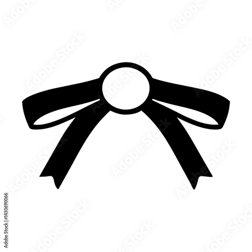 Elegant Black Ribbon with Circular Accent transparent . on for Decorative Purposes