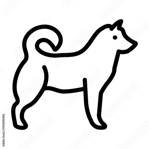 Husky Dog Vector Line Icon Design