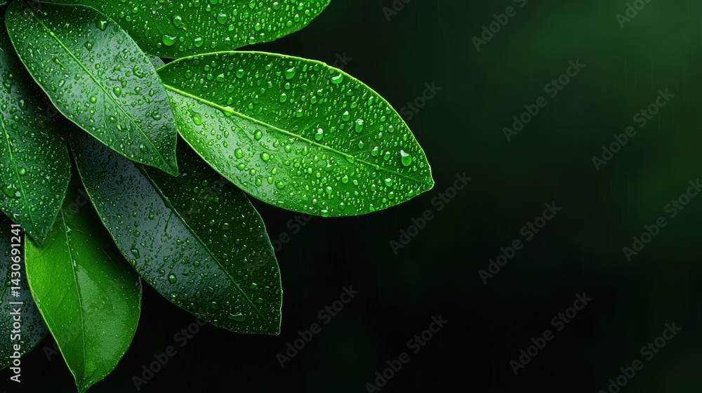 morning dew on fresh green leaves in a forest morning dew on fresh green leaves in a forest