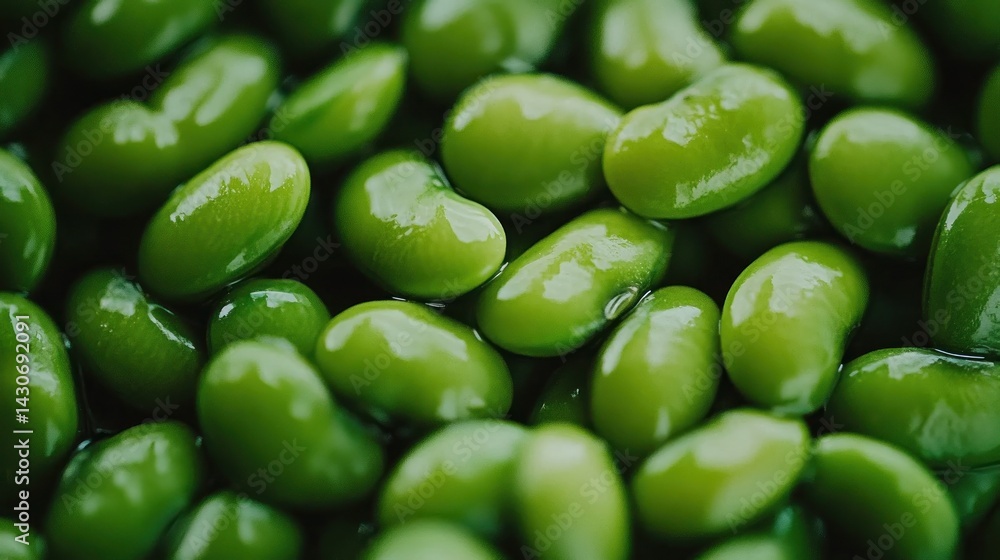 Close-up of many vibrant green soybeans Close-up of many vibrant green soybeans