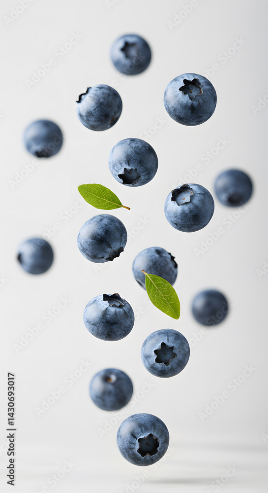 Artistic Floating Blueberries Clean Neutral Background Copy Space Artistic Floating Blueberries Clean Neutral Background Copy Space