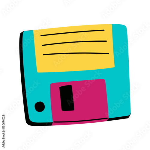 Diskettes have an isolated flat color illustration. Retro floppy disks of the 90s, computer storage of information. Retro storage technology. A vector in the style of the 90s. Nostalgia for the 90s.