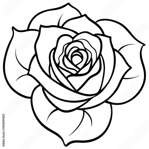 Black and white rose illustration with bold outlines