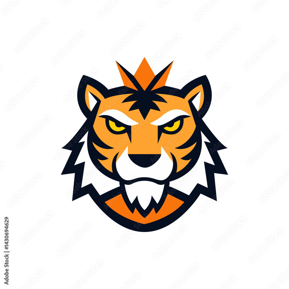 Fototapeta premium Vector design of tiger head with crown in mascot logo