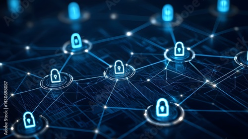 Secure Network Data Protection Cyber Security System Digital Network Padlock Icons