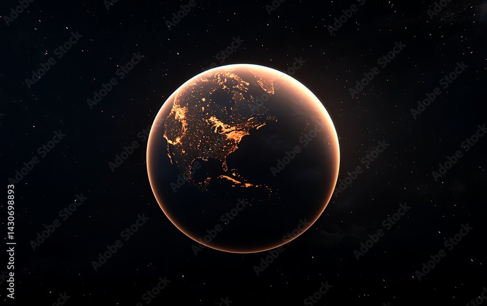 Fototapeta premium Earth at Night, Space View