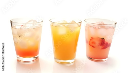 Wallpaper Mural Glasses of fruit drinks with ice cubes isolated on white Torontodigital.ca