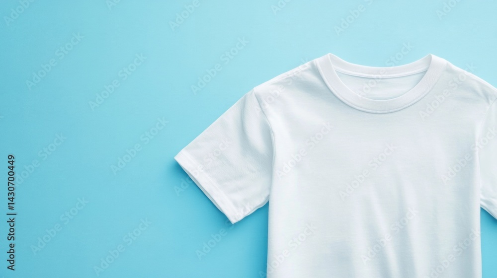 Simple white t-shirt on a light blue background Simple white t-shirt on a light blue background