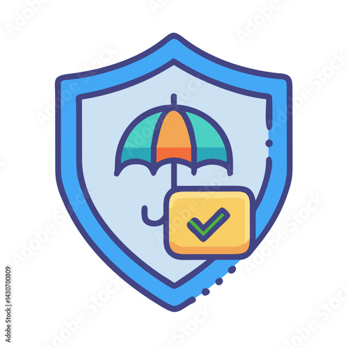 Insurance policy shield icon, protection, security and approved