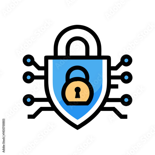 Shield and Lock Icon - Data Security Concept