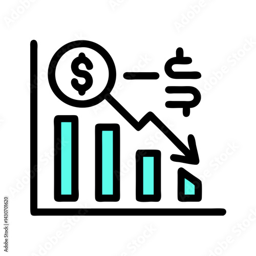 Turquoise bars on black background illustration showing descending values