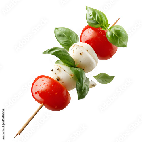 Caprese skewer tomato basil mozzarella isolated on transparent background