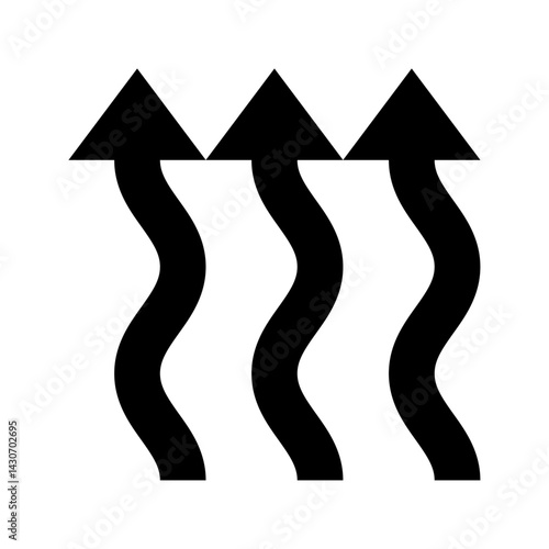 Ascending Arrows: Abstract graphic of three upward-pointing arrows with a wavy trail, symbolizing growth, progress, or direction, rendered in a minimalist style.