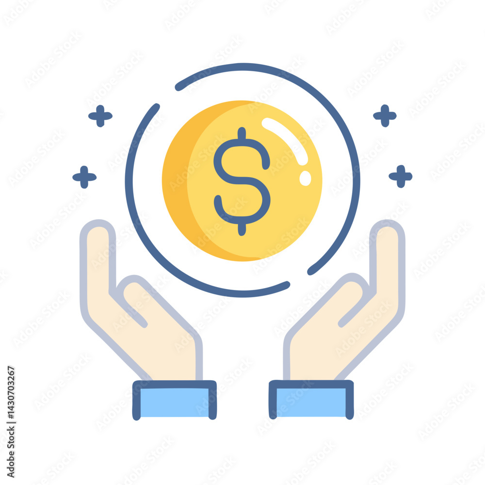 Hands Holding Dollar Coin: Wealth, Finance and Investment Hands Holding Dollar Coin: Wealth, Finance and Investment