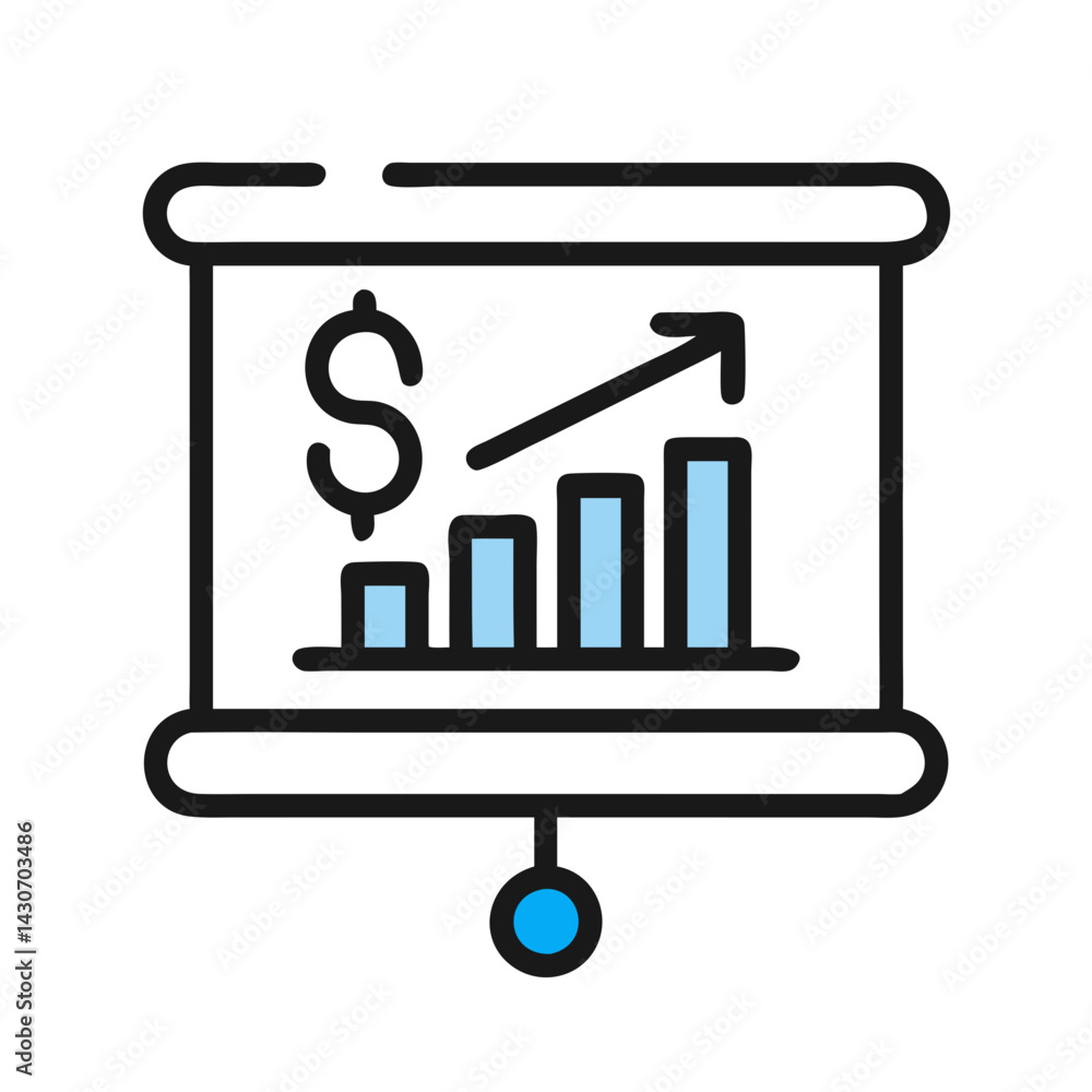 Financial growth chart presentation on a display board Financial growth chart presentation on a display board