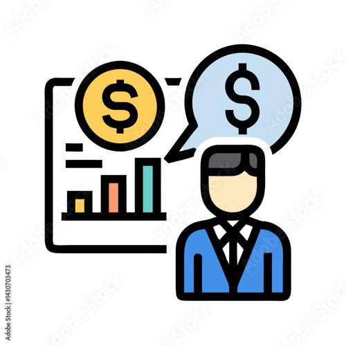 Financial Advisor with Money and Chart on Black
