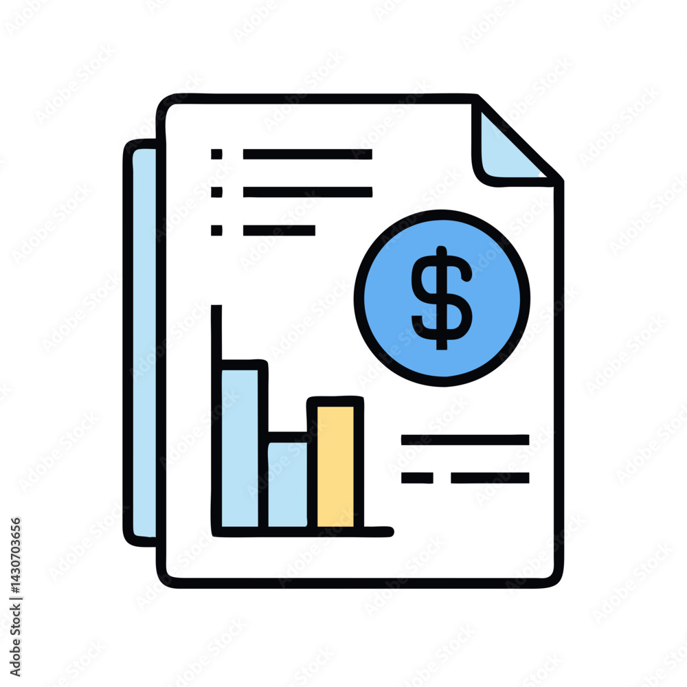 Financial Report with Dollar Sign and Bar Graph Financial Report with Dollar Sign and Bar Graph