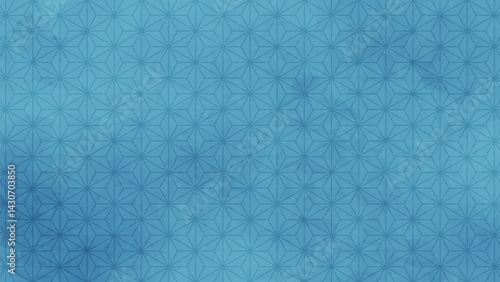 和の背景　青色の麻の葉文様パターン