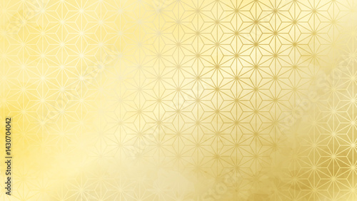 和の背景　金色の麻の葉模様パターン