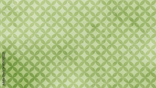 和の背景　緑色の七宝文様パターン