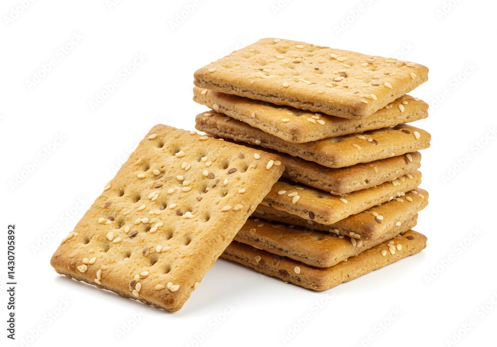 Stacked crackers on white background stock photo Stacked crackers on white background stock photo