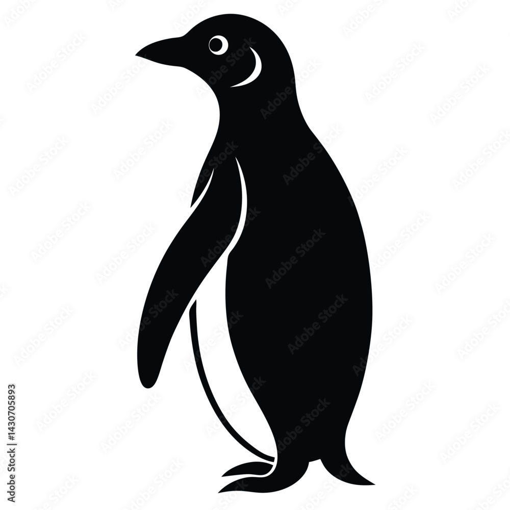 Obraz premium Black Penguin Vector Illustration Isolated On White Background Graphic Element Icon.