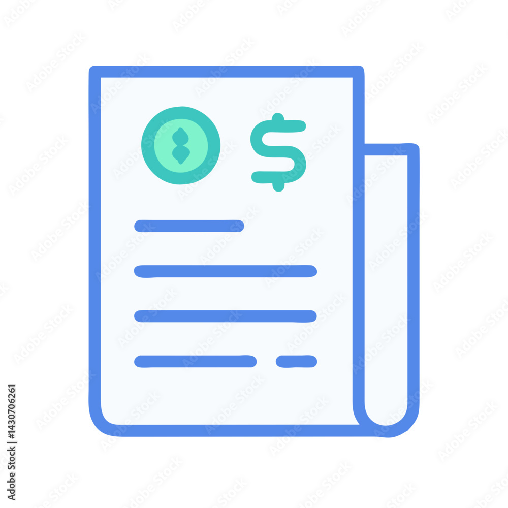 Financial Document with Dollar Symbol and Coin Icon Financial Document with Dollar Symbol and Coin Icon