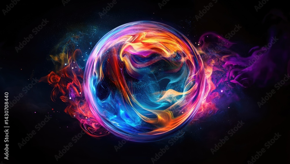 Abstract sphere of vibrant flames and smoke Abstract sphere of vibrant flames and smoke