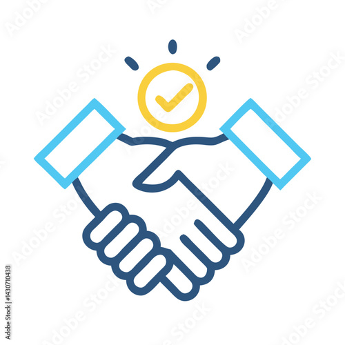 Effective agreement handshake icon, business success in partnership