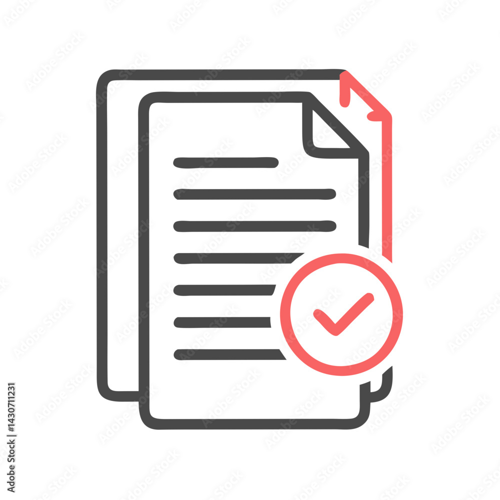 Document approved with checkmark on black background design Document approved with checkmark on black background design
