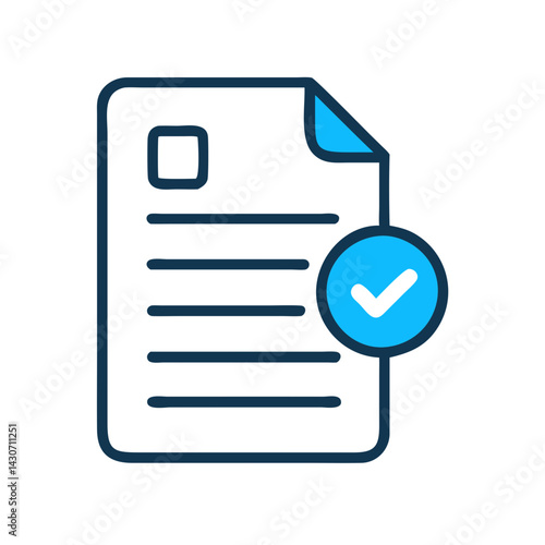 Document Approved Icon, Check Mark, Black Background