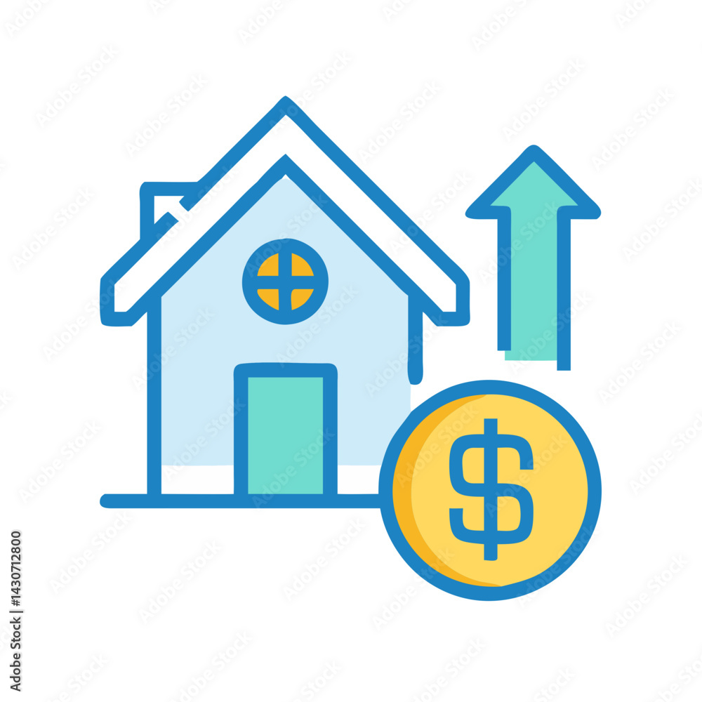 Home value increasing icon. Real estate value growth Home value increasing icon. Real estate value growth