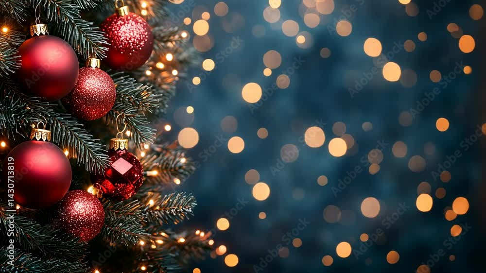 Festive Christmas Tree with Red Ornaments and Warm Lights for Holiday Celebrations Generative AI Festive Christmas Tree with Red Ornaments and Warm Lights for Holiday Celebrations Generative AI