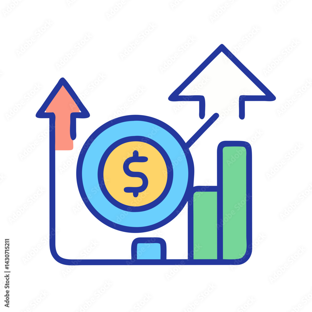 Colorful chart showing economic growth and revenue increase Colorful chart showing economic growth and revenue increase