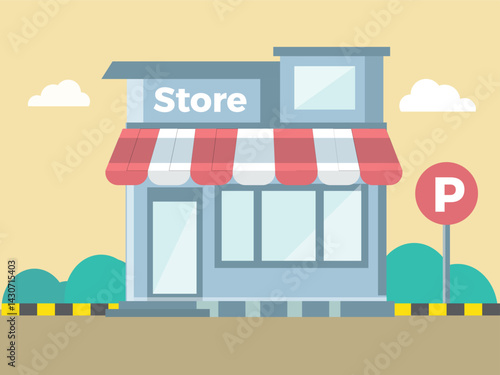 Fastfood Store building Vector Illustration, flat store illustration