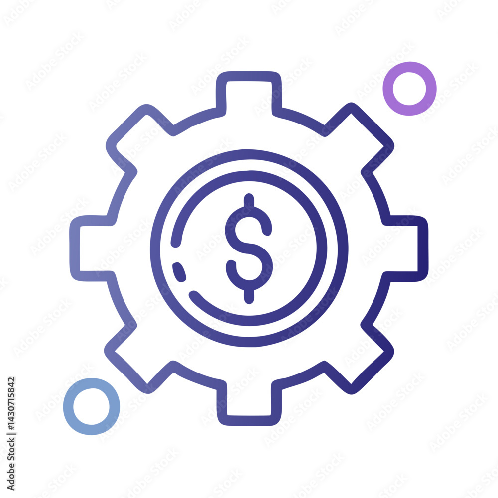 Dollar Coin in Gear Wheel Finance Icon Dollar Coin in Gear Wheel Finance Icon