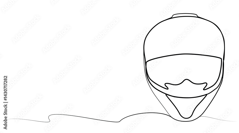 continuous one line drawing of helmet. vector illustration