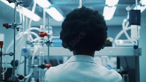 Scientist in Lab Coat Working in Modern Science Laboratory: Research, Experiment, Innovation, and Discovery in Medical Research