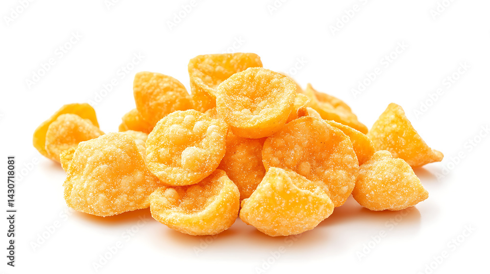 Crispy and Crunchy Puff Shot Isolated on White background. Masala or Salt flavour snacks. ai generator Crispy and Crunchy Puff Shot Isolated on White background. Masala or Salt flavour snacks. ai generator