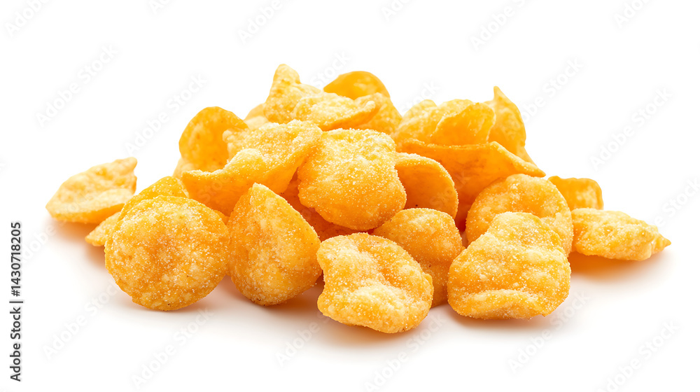 Crispy and Crunchy Puff Shot Isolated on White background. Masala or Salt flavour snacks. ai generator Crispy and Crunchy Puff Shot Isolated on White background. Masala or Salt flavour snacks. ai generator